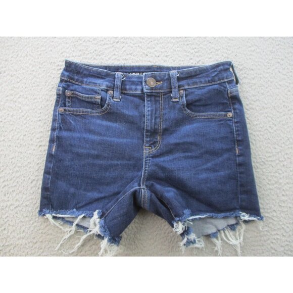 American Eagle Outfitters Pants - American Eagle Jeans Women's 2 Blue Denim Shorts Stretch Hi Rise Shortie Raw Hem